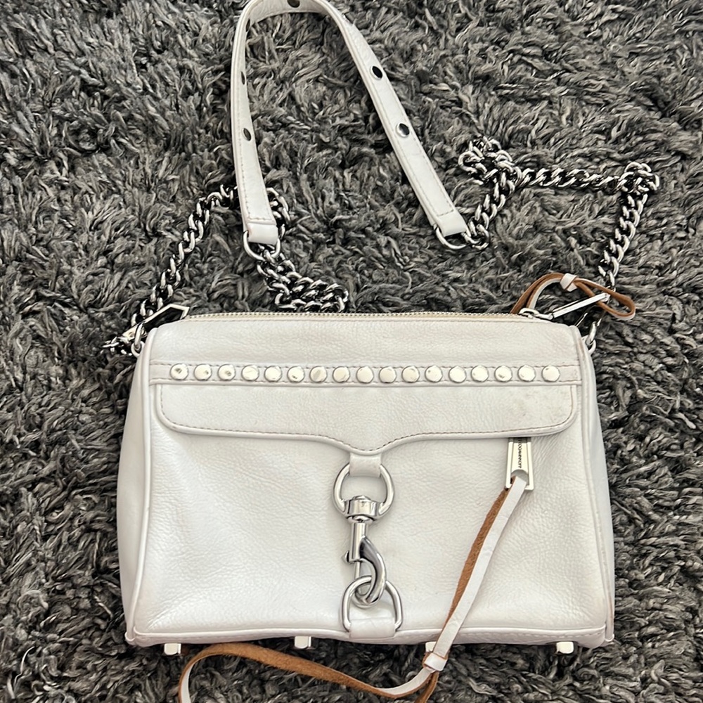 Rebecca mink off white cross body bag / silver hard ware/ a bit of wear